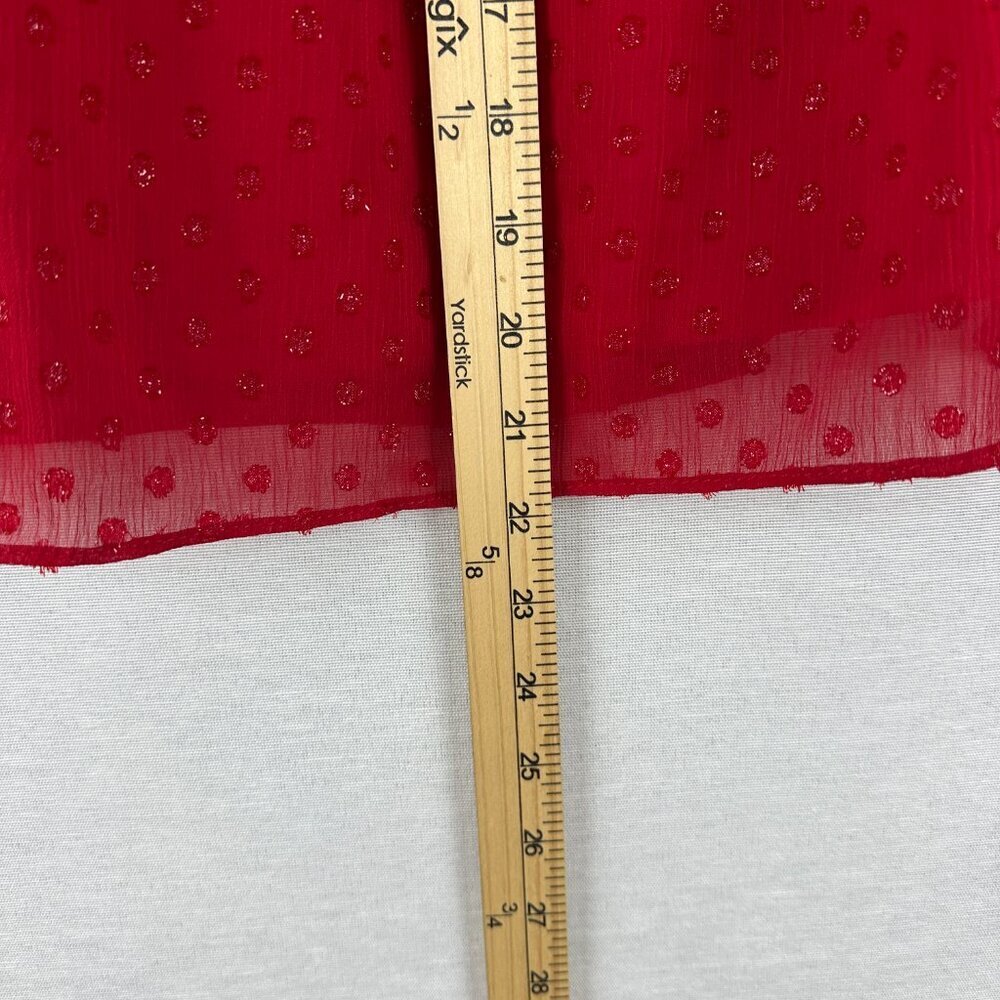 SAM &JESS RED OFF THE SHOULDER BLOUSE RUFFLED SHEER SWISS-DOT SLEEVES, SIZE S - Picture 7 of 8